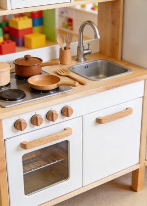 White Wooden Play Kitchen Set