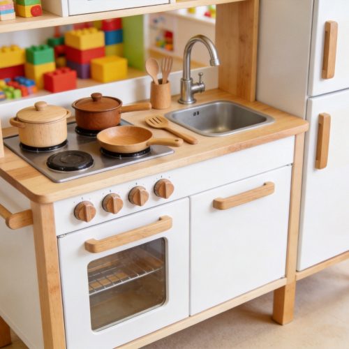 White Wooden Play Kitchen Set