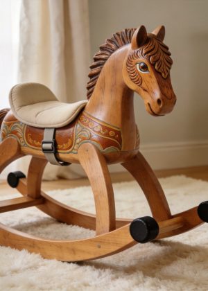 Vintage Painted Wooden Rocking Horse