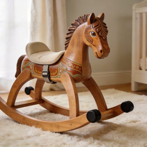 Vintage Painted Wooden Rocking Horse