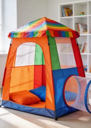 Rainbow Kids Play Tent with Tunnel