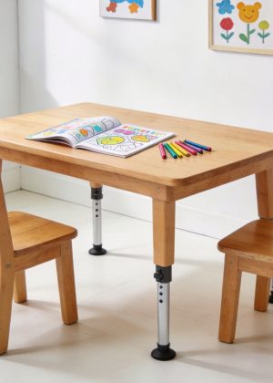 Height Adjustable Wooden Kids Table & Chair Set