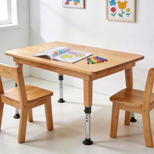 Height Adjustable Wooden Kids Table & Chair Set