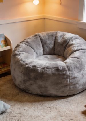 Fluffy Kids Round Bean Bag Chair