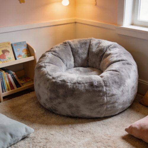 Fluffy Kids Round Bean Bag Chair