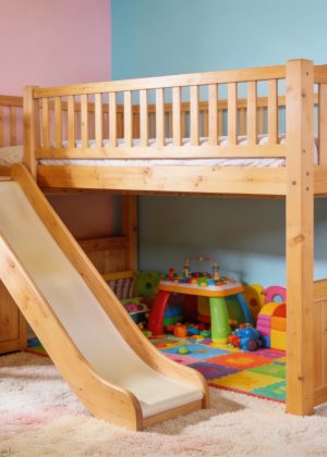 Wooden Kids Loft Bed with Slide