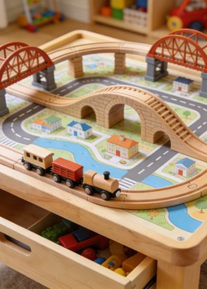 Wooden Train Activity Play Table