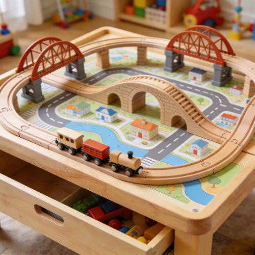 Wooden Train Activity Play Table